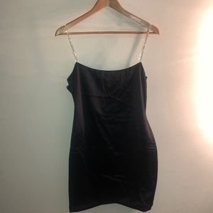 Black mini skirt dress.